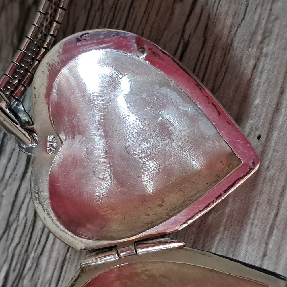 Sterling Silver Heart Locket Choker - Picture 5 of 8